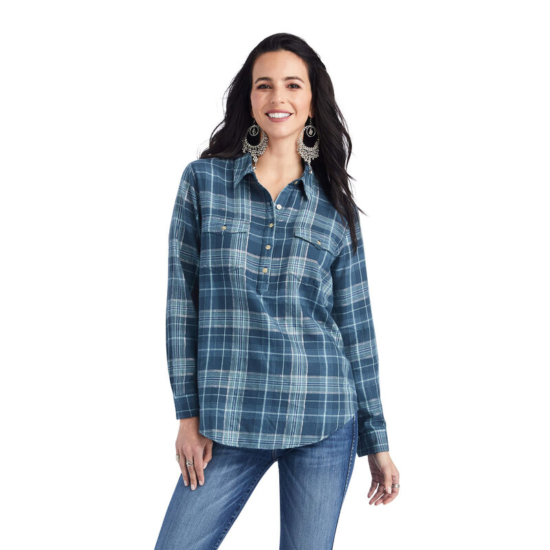 Blusas Ariat Real Billie Jean Popover Azules Oscuro Mujer - Chile 129-HSDLXZ